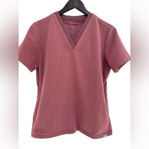Figs Women’s Mauve V-Neck Short Sleeve Pockets Scrub